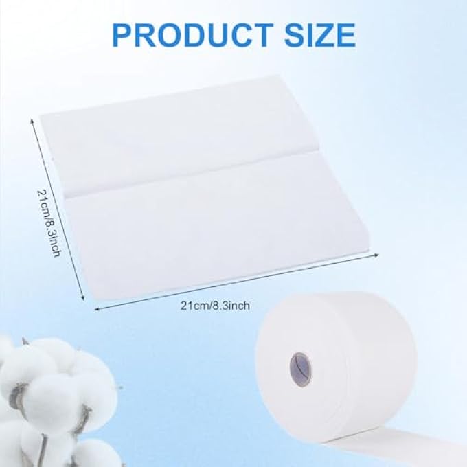 erioctry 1 ROLL OF DISPOSABLE CLEANING FACE TOWEL NON-WOVEN FABRIC DISPOSABLE WIPERS WASHCLOTHS MAKEUP FACIAL SOFT PADS (WHITE) - Image 2